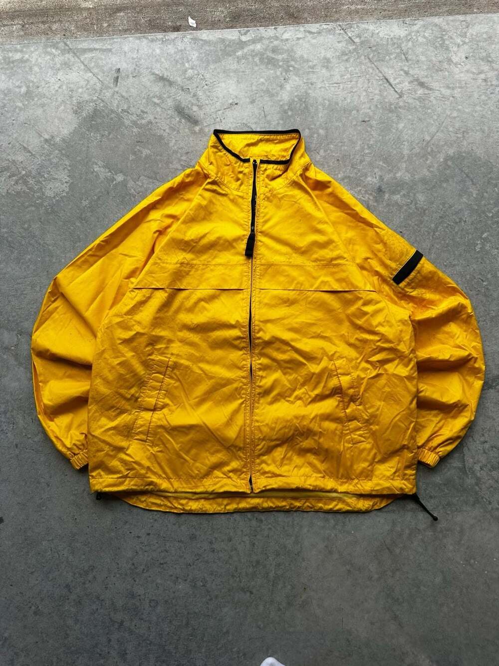 Old Navy Yellow Windbreaker Jacket with Black Accents, Size L